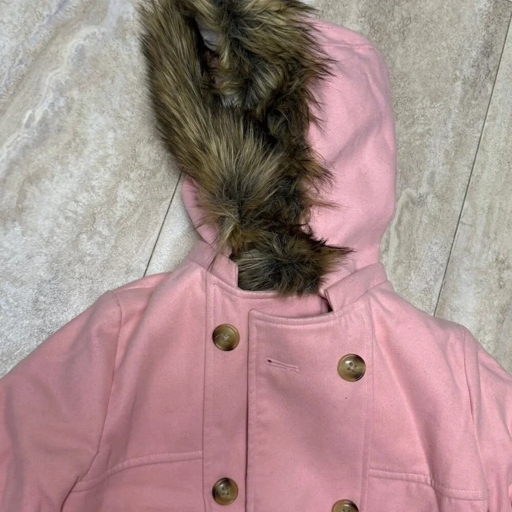 Pink Coat‎ with Faux Hooded Fur